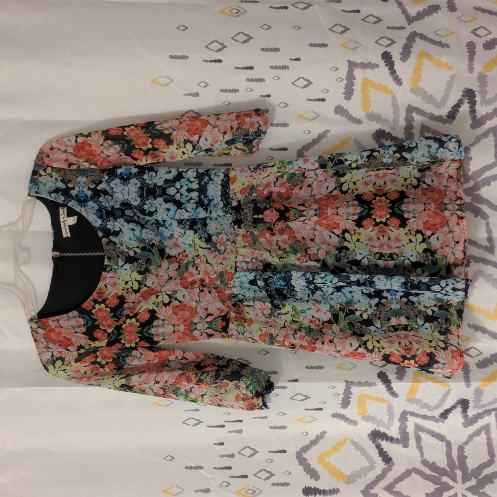 Accidentally in Love Multi-Floral Multi-colored Mini Dress, Size 3